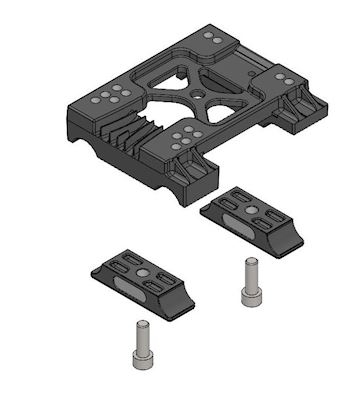 Magnesium Flat engine mount Flat 32 mm + clips