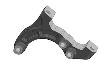 Rear brake caliper mounting block AP06 forged aluminium 23 KZ